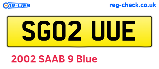 SG02UUE are the vehicle registration plates.