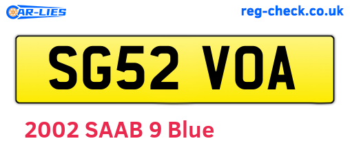 SG52VOA are the vehicle registration plates.