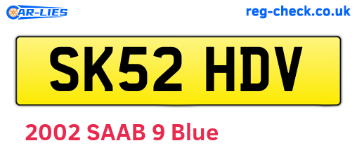 SK52HDV are the vehicle registration plates.