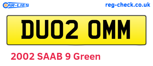 DU02OMM are the vehicle registration plates.
