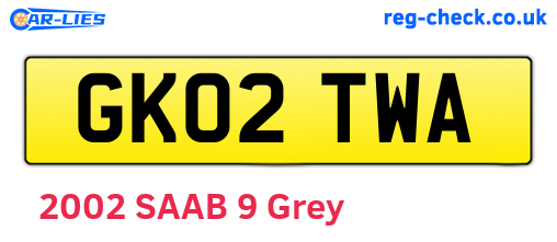GK02TWA are the vehicle registration plates.