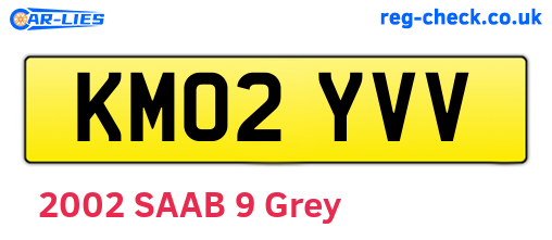 KM02YVV are the vehicle registration plates.