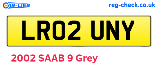 LR02UNY are the vehicle registration plates.