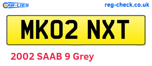 MK02NXT are the vehicle registration plates.