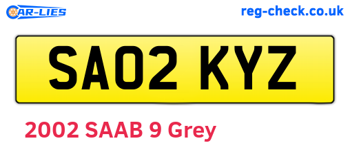 SA02KYZ are the vehicle registration plates.