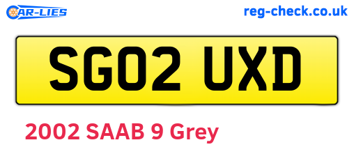 SG02UXD are the vehicle registration plates.