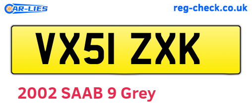 VX51ZXK are the vehicle registration plates.