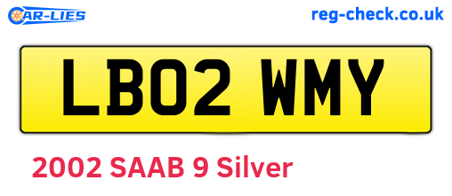 LB02WMY are the vehicle registration plates.