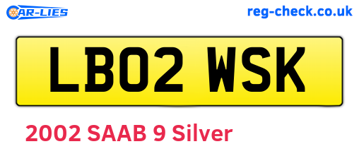 LB02WSK are the vehicle registration plates.