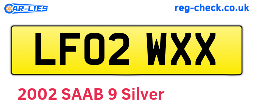 LF02WXX are the vehicle registration plates.