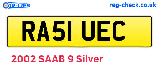 RA51UEC are the vehicle registration plates.