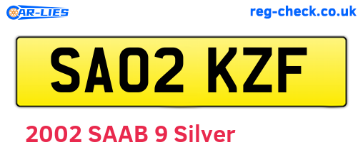 SA02KZF are the vehicle registration plates.