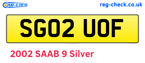 SG02UOF are the vehicle registration plates.