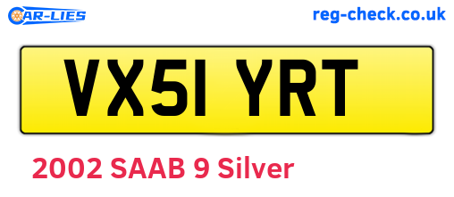 VX51YRT are the vehicle registration plates.