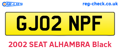GJ02NPF are the vehicle registration plates.