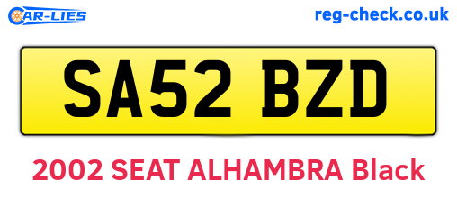 SA52BZD are the vehicle registration plates.