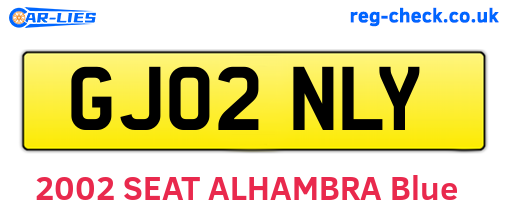 GJ02NLY are the vehicle registration plates.