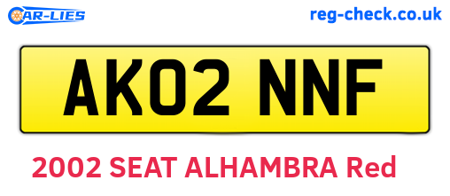 AK02NNF are the vehicle registration plates.