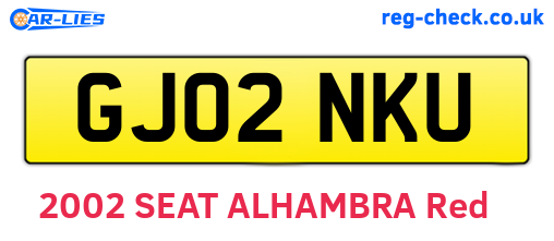GJ02NKU are the vehicle registration plates.
