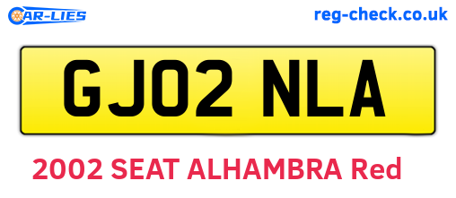 GJ02NLA are the vehicle registration plates.