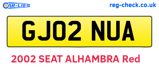 GJ02NUA are the vehicle registration plates.