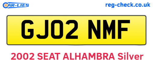 GJ02NMF are the vehicle registration plates.