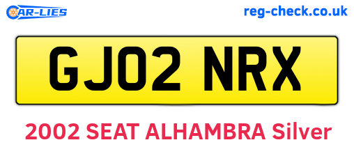 GJ02NRX are the vehicle registration plates.