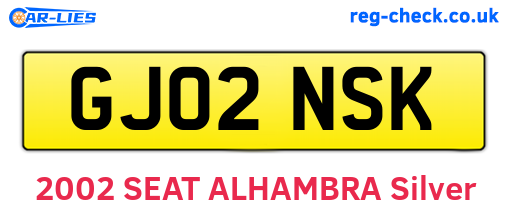 GJ02NSK are the vehicle registration plates.