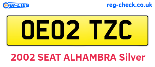 OE02TZC are the vehicle registration plates.