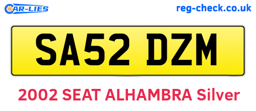 SA52DZM are the vehicle registration plates.