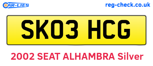 SK03HCG are the vehicle registration plates.