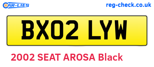 BX02LYW are the vehicle registration plates.