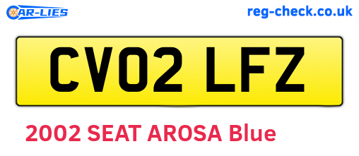 CV02LFZ are the vehicle registration plates.