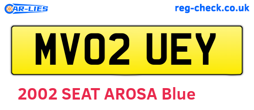 MV02UEY are the vehicle registration plates.