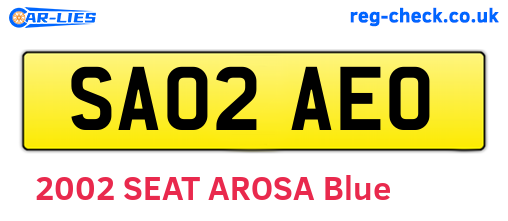 SA02AEO are the vehicle registration plates.
