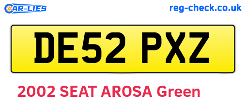 DE52PXZ are the vehicle registration plates.