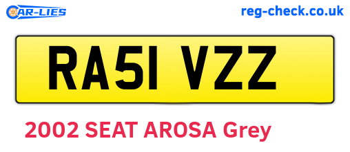 RA51VZZ are the vehicle registration plates.