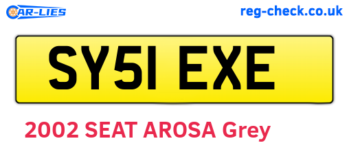 SY51EXE are the vehicle registration plates.