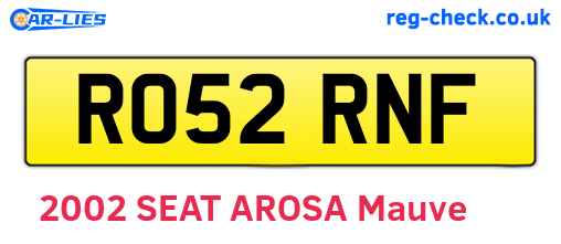 RO52RNF are the vehicle registration plates.