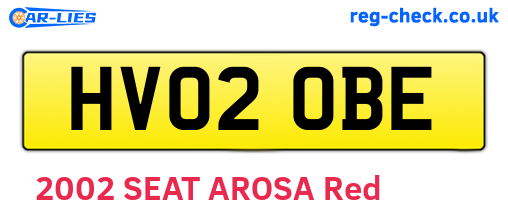 HV02OBE are the vehicle registration plates.