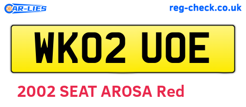WK02UOE are the vehicle registration plates.