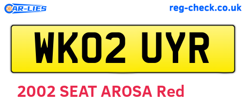 WK02UYR are the vehicle registration plates.