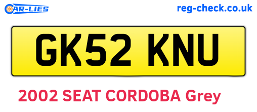 GK52KNU are the vehicle registration plates.