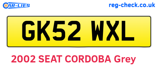 GK52WXL are the vehicle registration plates.