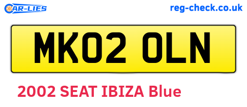 MK02OLN are the vehicle registration plates.