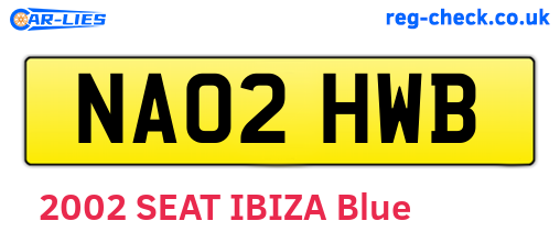 NA02HWB are the vehicle registration plates.