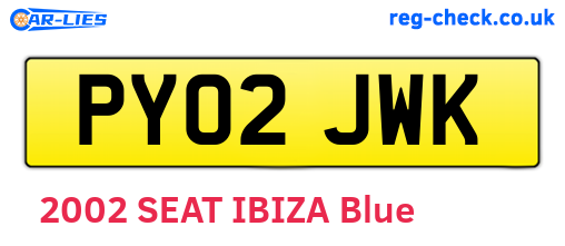 PY02JWK are the vehicle registration plates.
