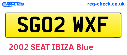 SG02WXF are the vehicle registration plates.