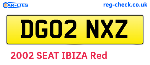 DG02NXZ are the vehicle registration plates.