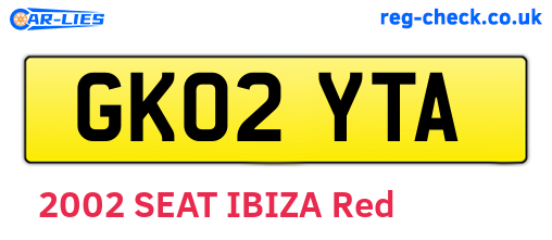 GK02YTA are the vehicle registration plates.